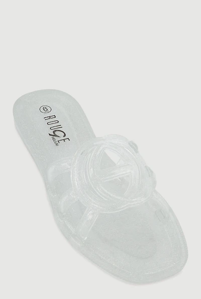 Womens Cut Out Band Jelly Slide Sandals,
