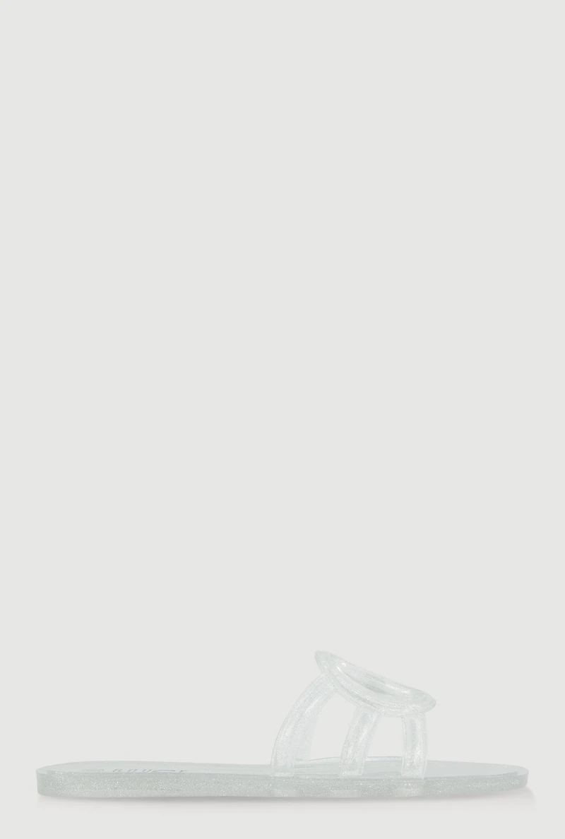 Womens Cut Out Band Jelly Slide Sandals, Clear, Size 7