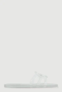 Womens Cut Out Band Jelly Slide Sandals, Clear, Size 7