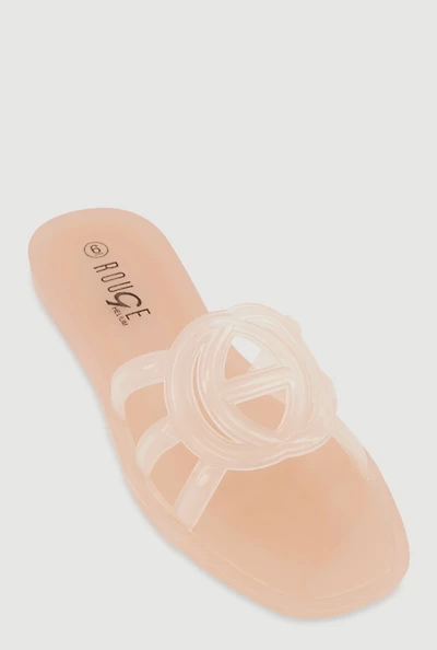 Womens Cut Out Band Jelly Slide Sandals,