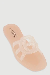 Womens Cut Out Band Jelly Slide Sandals, Pink,