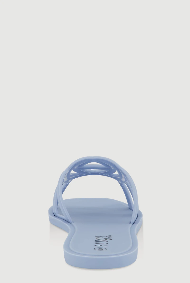 Womens Cut Out Band Jelly Slide Sandals, 9