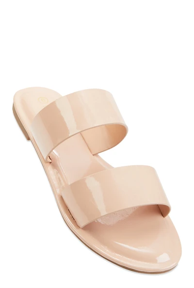 Double Band Open Toe Slide Sandals