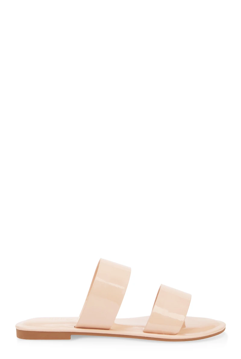 Double Band Open Toe Slide Sandals