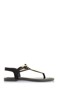 Womens Metallic Detail Corded Thong Sandals,