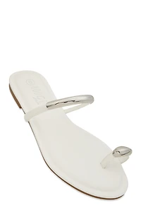 Metallic Detail Toe Loop Slide Sandals