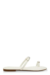 Metallic Detail Toe Loop Slide Sandals