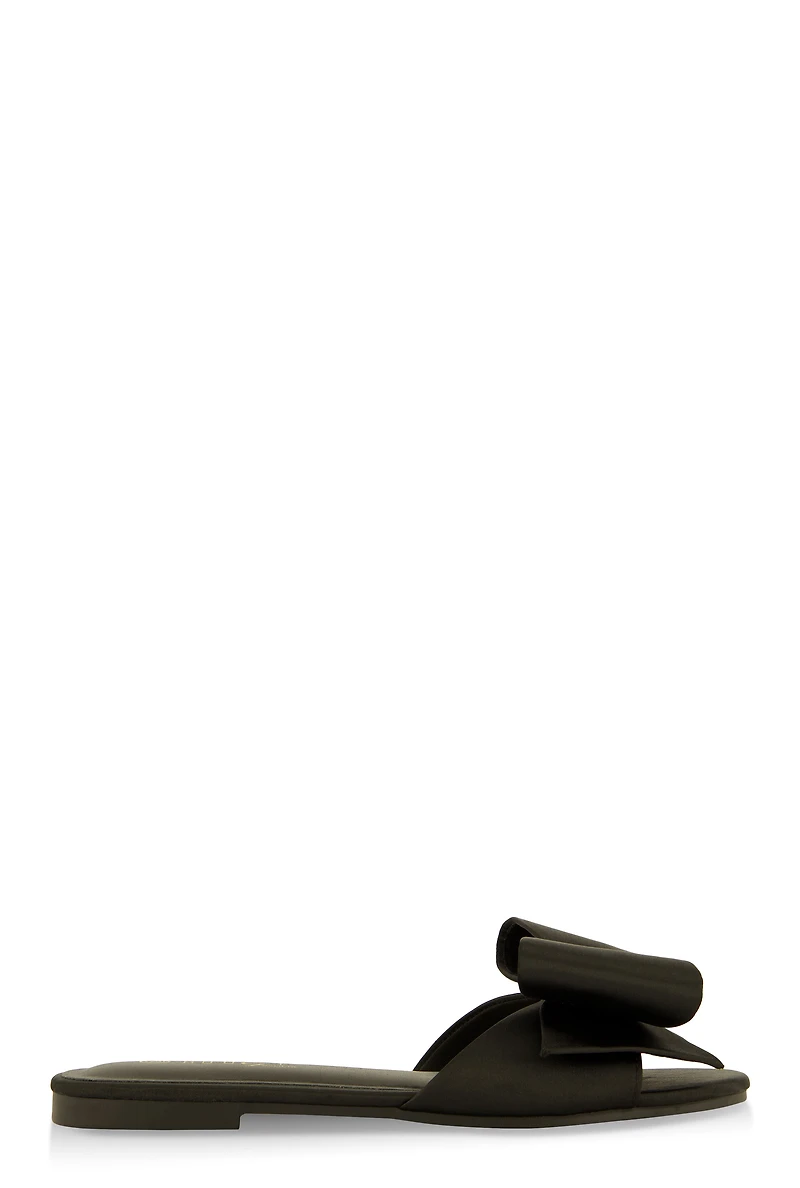 Womens Bow Slide Sandals, Black, Size 7.5