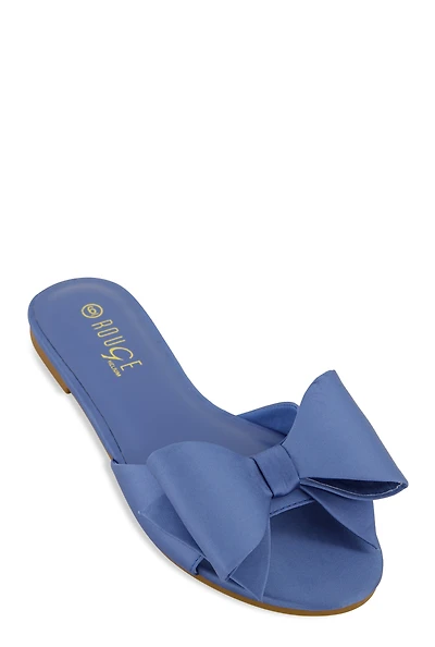 Womens Bow Slide Sandals, Blue,