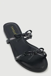 Double Bow Strap Slide Sandals