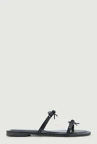 Double Bow Strap Slide Sandals