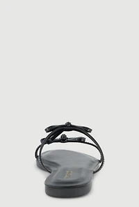 Double Bow Strap Slide Sandals