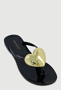 Heart Pendant Jelly Thong Sandals