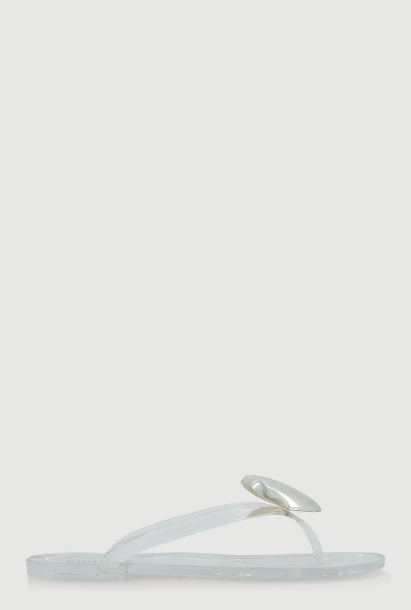 Heart Pendant Jelly Thong Sandals