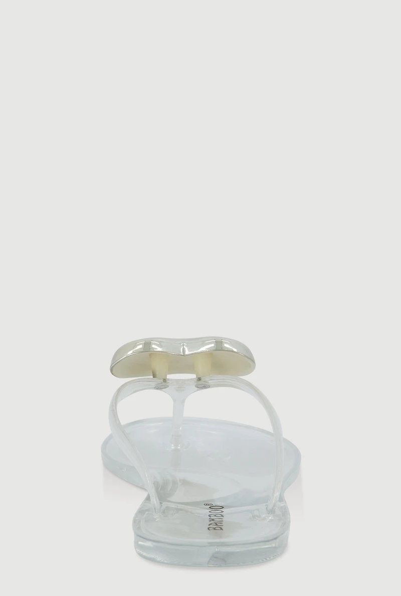 Heart Pendant Jelly Thong Sandals