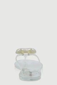 Heart Pendant Jelly Thong Sandals