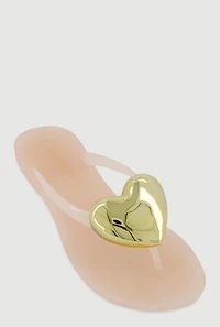 Womens Heart Pendant Jelly Thong Sandals,