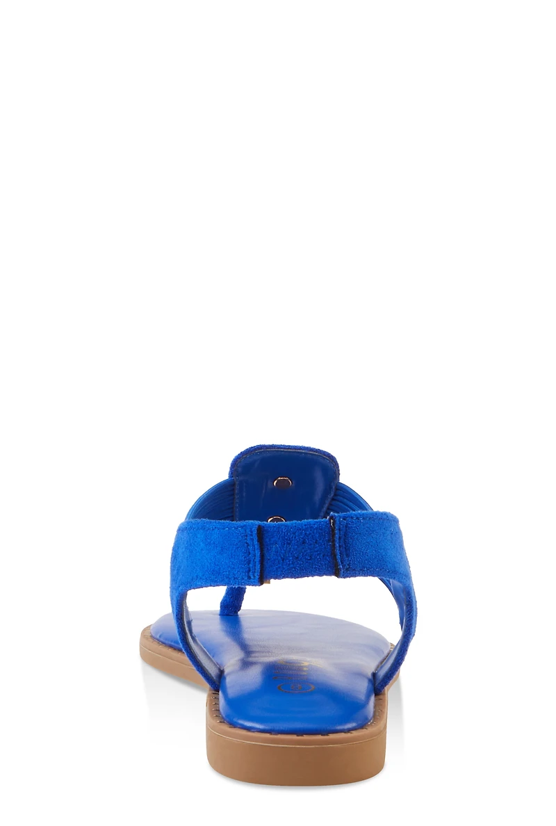 Lion Pendant Corded Thong Sandals