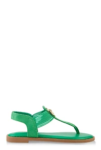 Womens Lion Pendant Corded Thong Sandals,