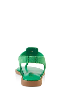 Womens Lion Pendant Corded Thong Sandals,