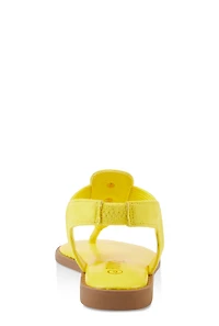 Womens Lion Pendant Corded Thong Sandals, Yellow, Size 6.5