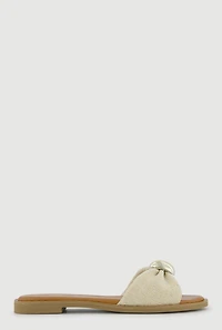 Bow Band Metallic Detail Slide Sandals