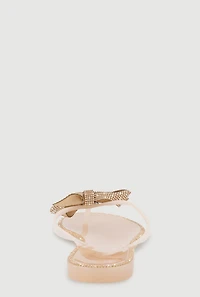 Rhinestone Bow Jelly Thong Sandals