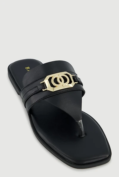 Metallic Pendant Thong Sandals