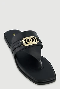 Metallic Pendant Thong Sandals