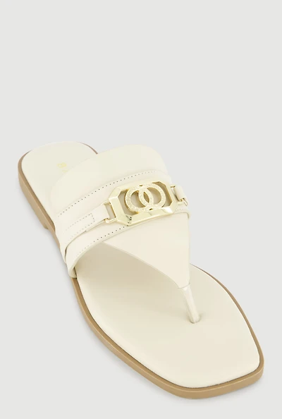 Metallic Pendant Thong Sandals