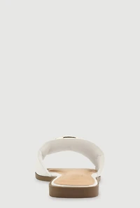 Womens Lion Pendant Slide Sandals, White, Size 8.5