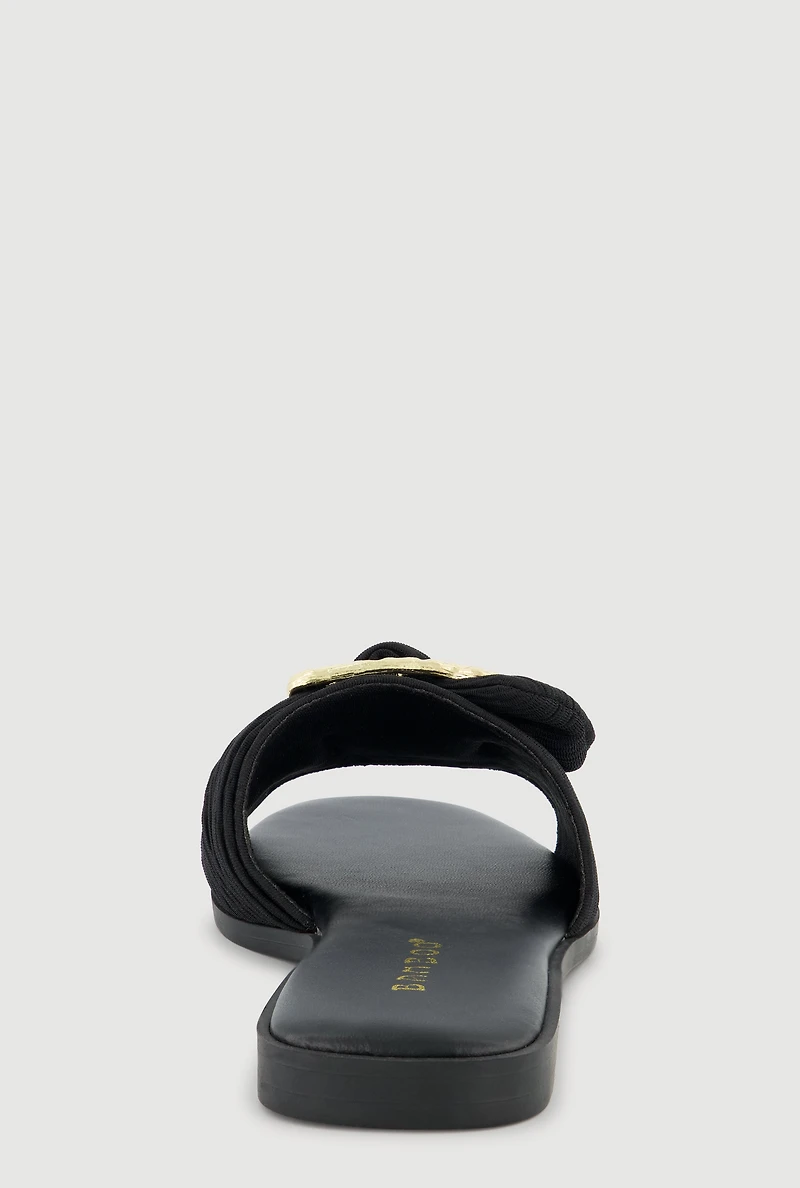 Metallic Buckle Band Slide Sandals