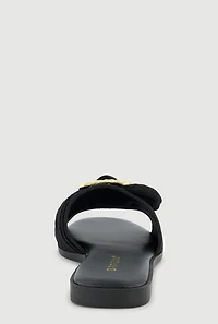 Metallic Buckle Band Slide Sandals