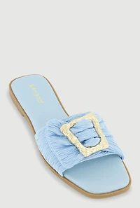 Metallic Buckle Band Slide Sandals