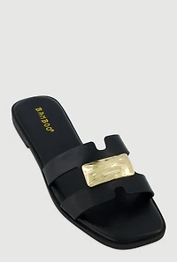 Metallic Pendant H Band Slide Sandals