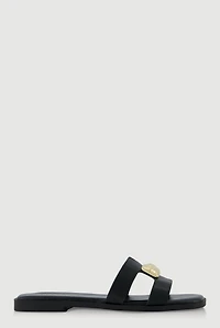 Metallic Pendant H Band Slide Sandals