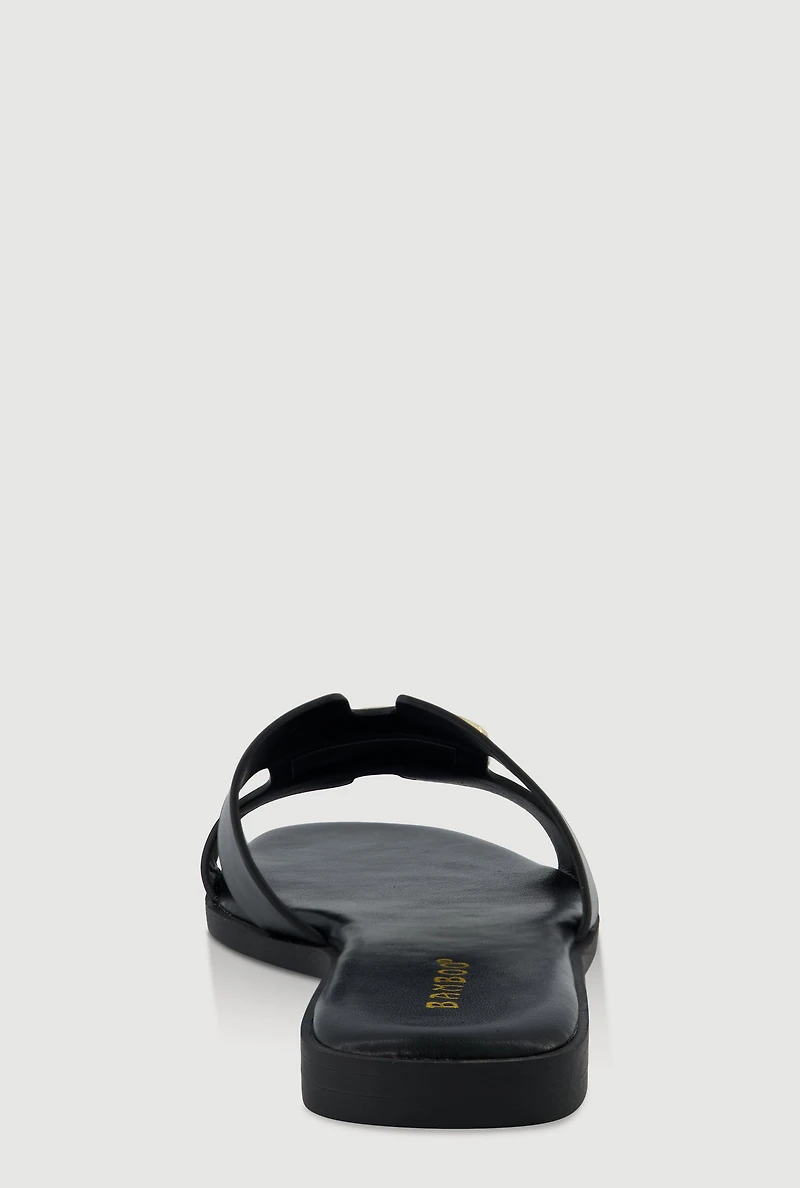 Metallic Pendant H Band Slide Sandals