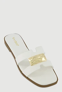 Metallic Pendant H Band Slide Sandals