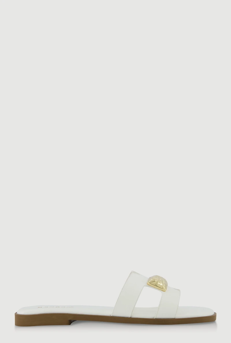 Metallic Pendant H Band Slide Sandals