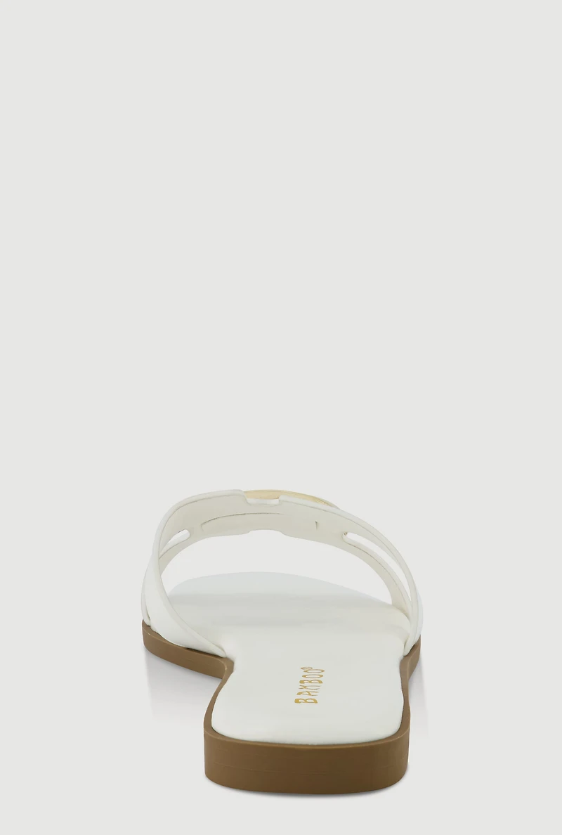 Metallic Pendant H Band Slide Sandals