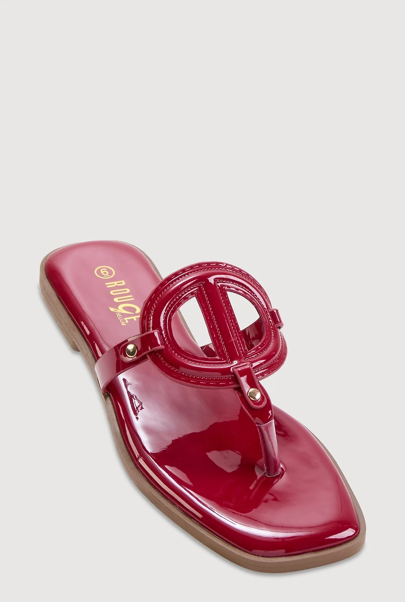 Cut Out Band Thong Sandals