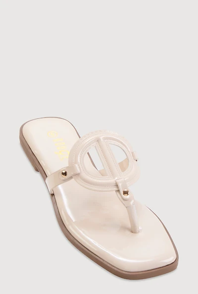 Womens Cut Out Band Thong Sandals,