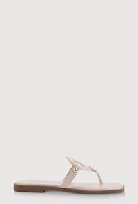 Womens Cut Out Band Thong Sandals, Beige, Size 11
