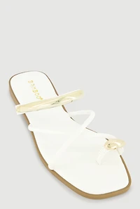 Criss Cross Band Metallic Detail Toe Loop Sandals