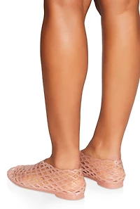 Womens Cut Out Jelly Flats, Pink, Size 6