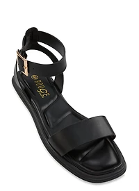 Quilted Sole Ankle Strap Sandals