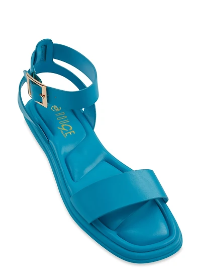 Quilted Sole Ankle Strap Sandals