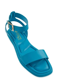 Quilted Sole Ankle Strap Sandals