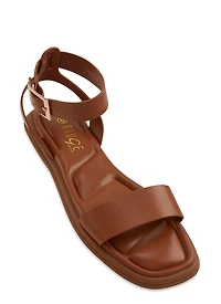 Quilted Sole Ankle Strap Sandals