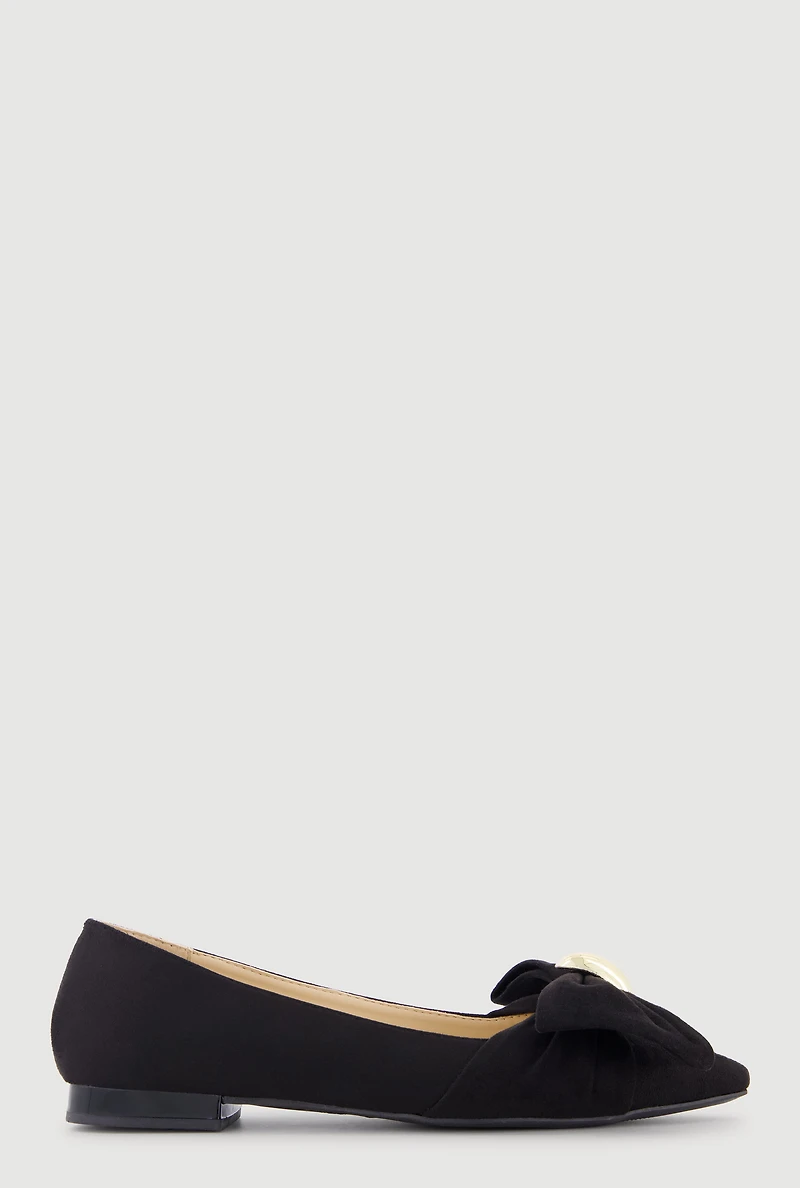 Stylish Pointed Toe Bow Detail Flats